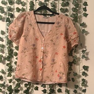 Madewell Floral Blouse in Soft Pink
